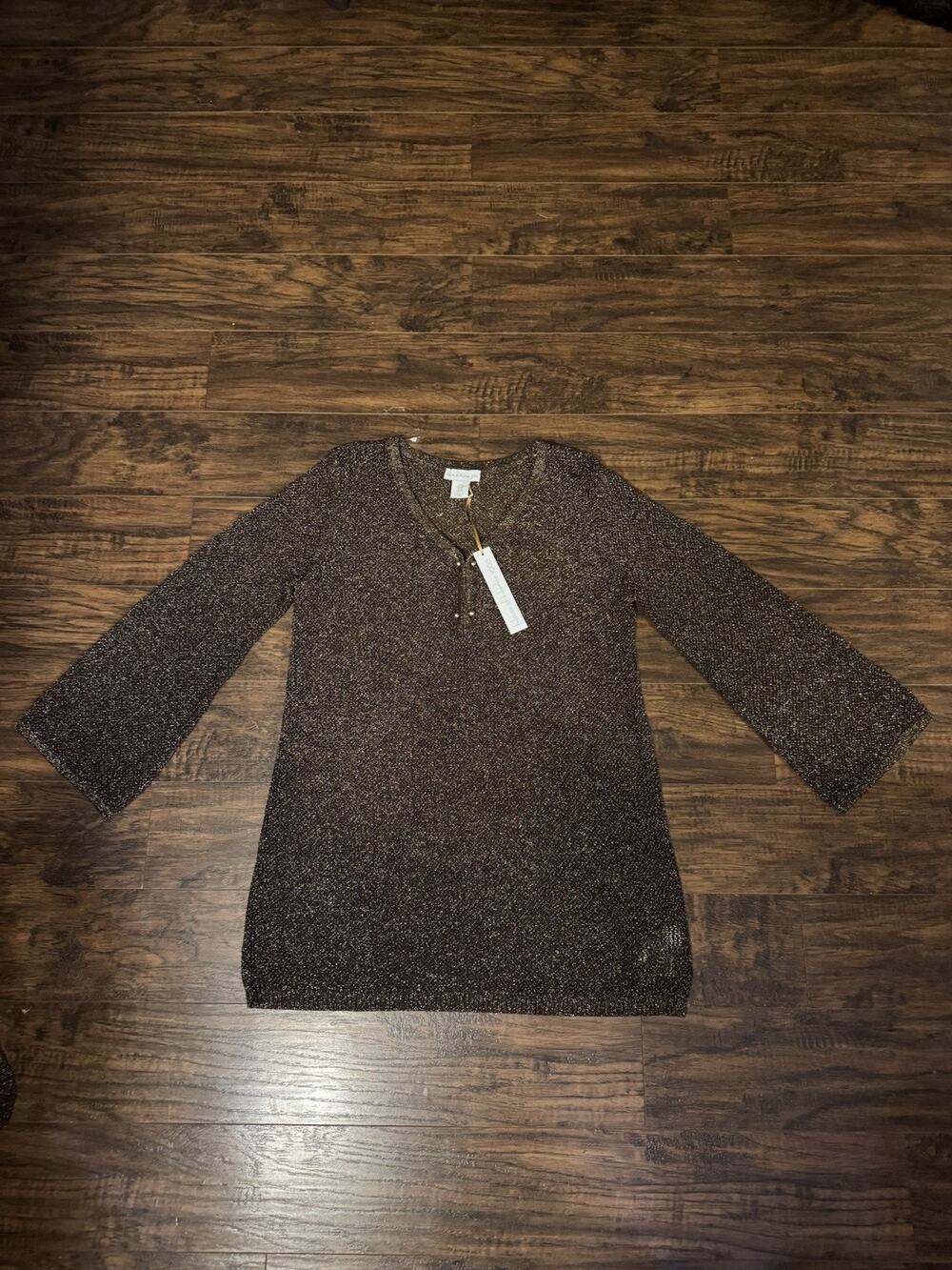 NWT House of Harlow 1960 gold brown lurex sparkle cover up sz M chic